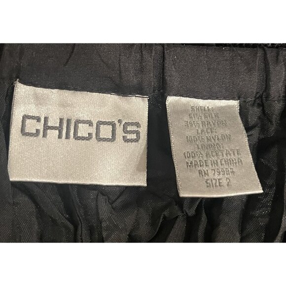 Chico’s Black Crinkle Velvet‎ Panel Skirt Sz 12/14 Boho Gothic Festival Evening - Picture 8 of 8